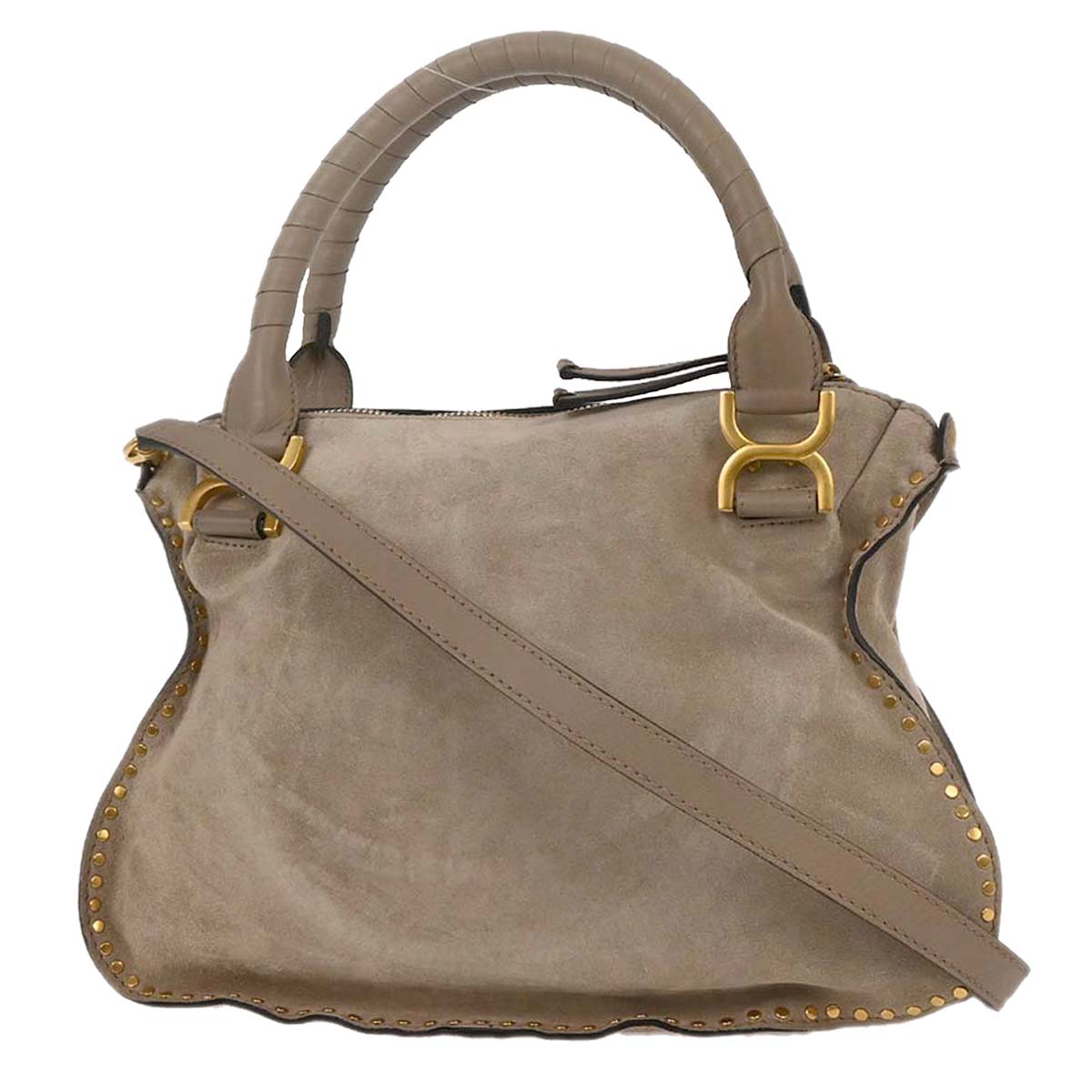 Chloe Gray Suede Marcie 2way Shoulder Handbag
