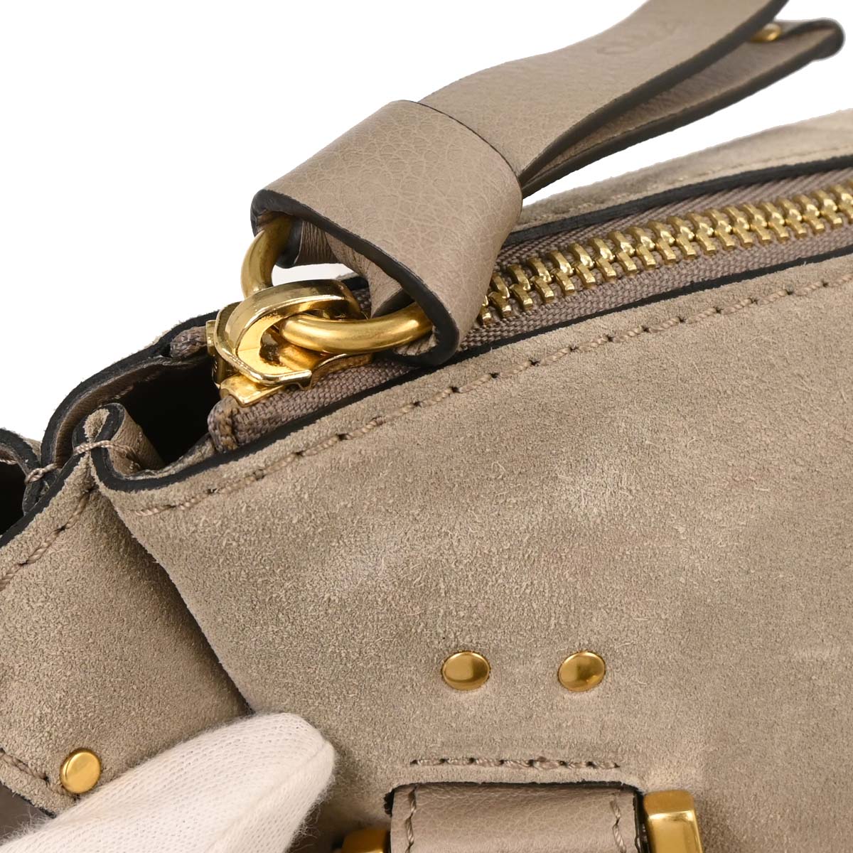 Chloe Gray Suede Marcie 2way Shoulder Handbag
