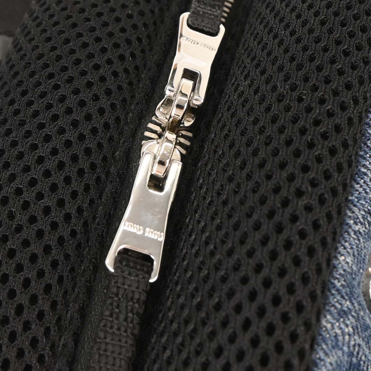 Miu Miu Blue Black Denim Matelasse Backpack