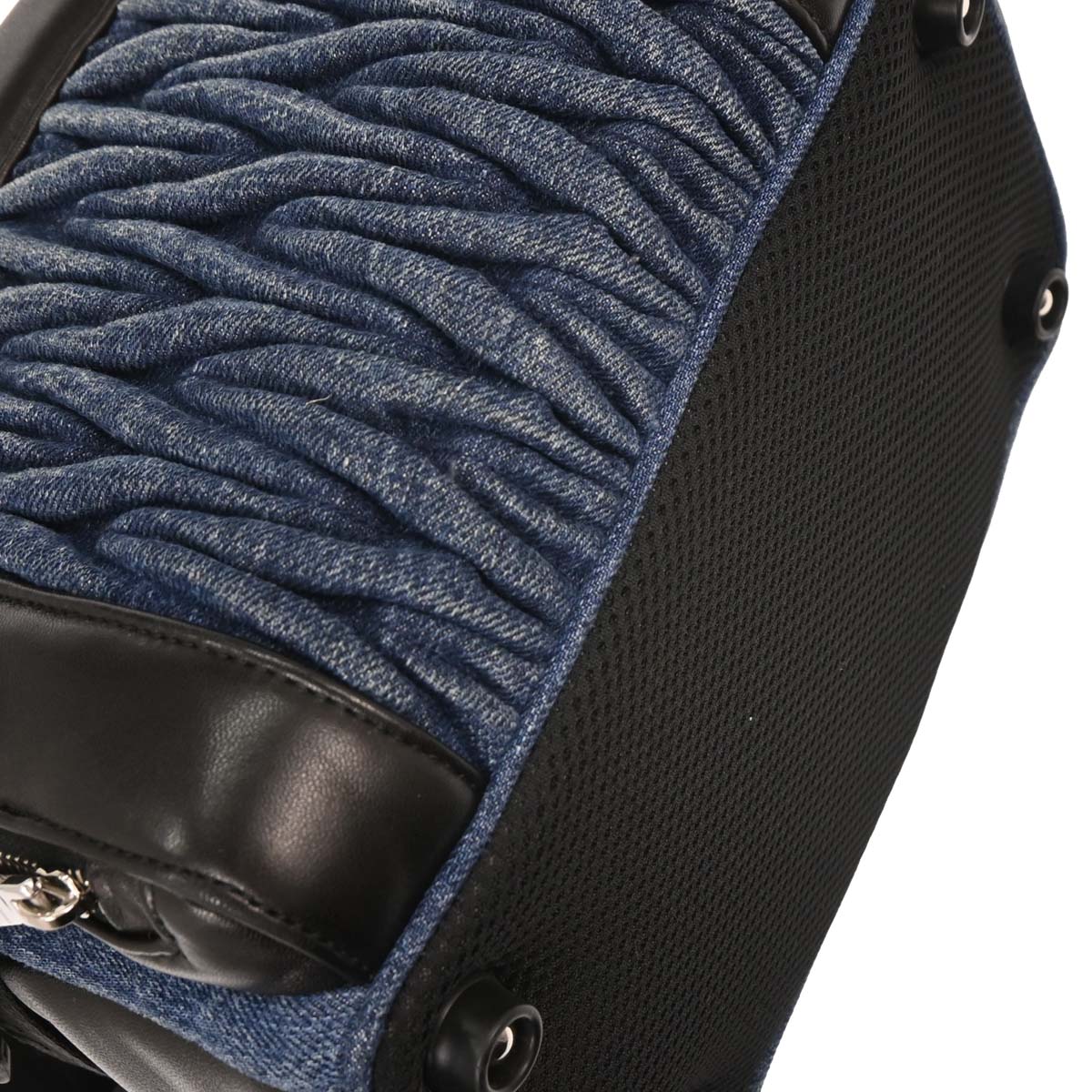 Miu Miu Blue Black Denim Matelasse Backpack