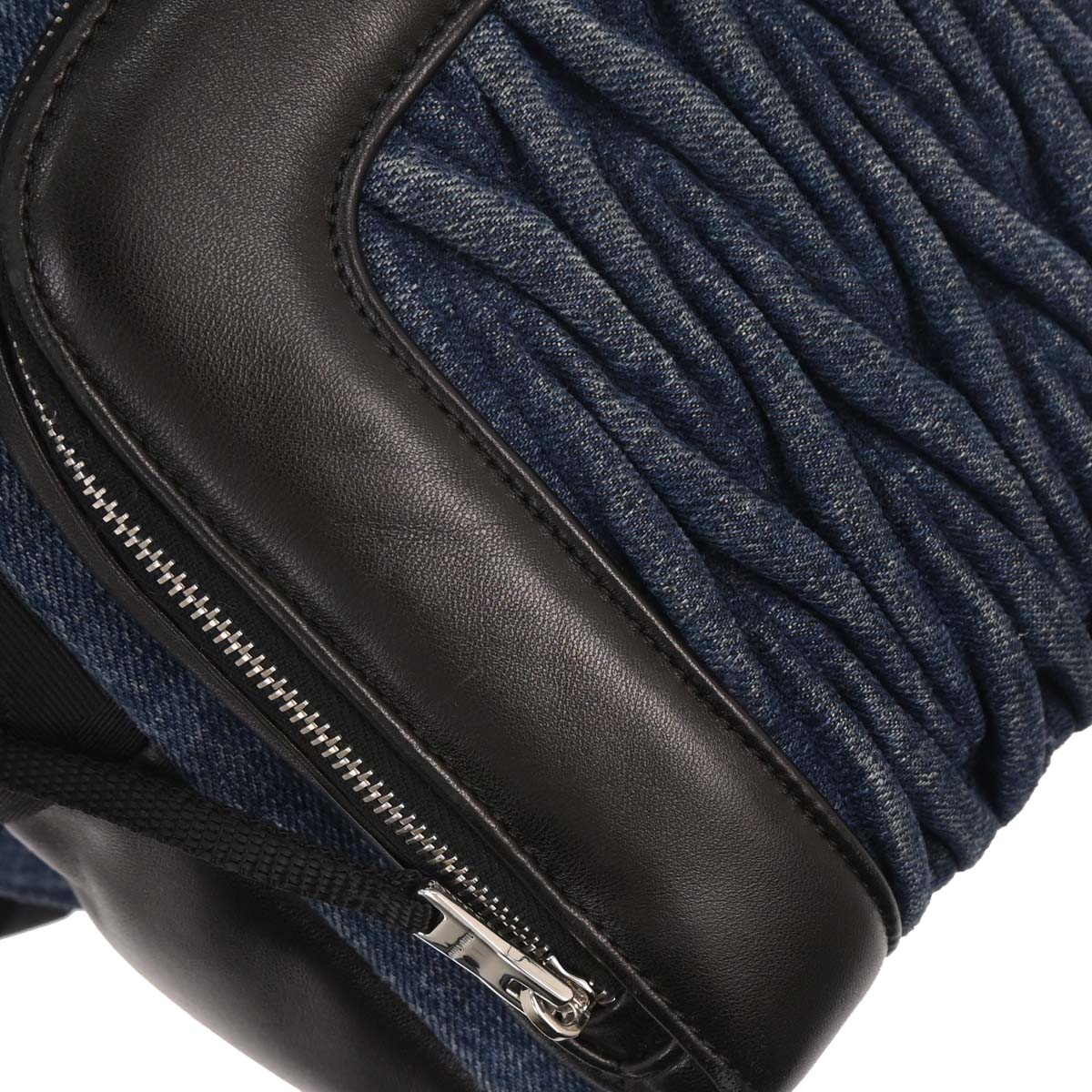 Miu Miu Blue Black Denim Matelasse Backpack