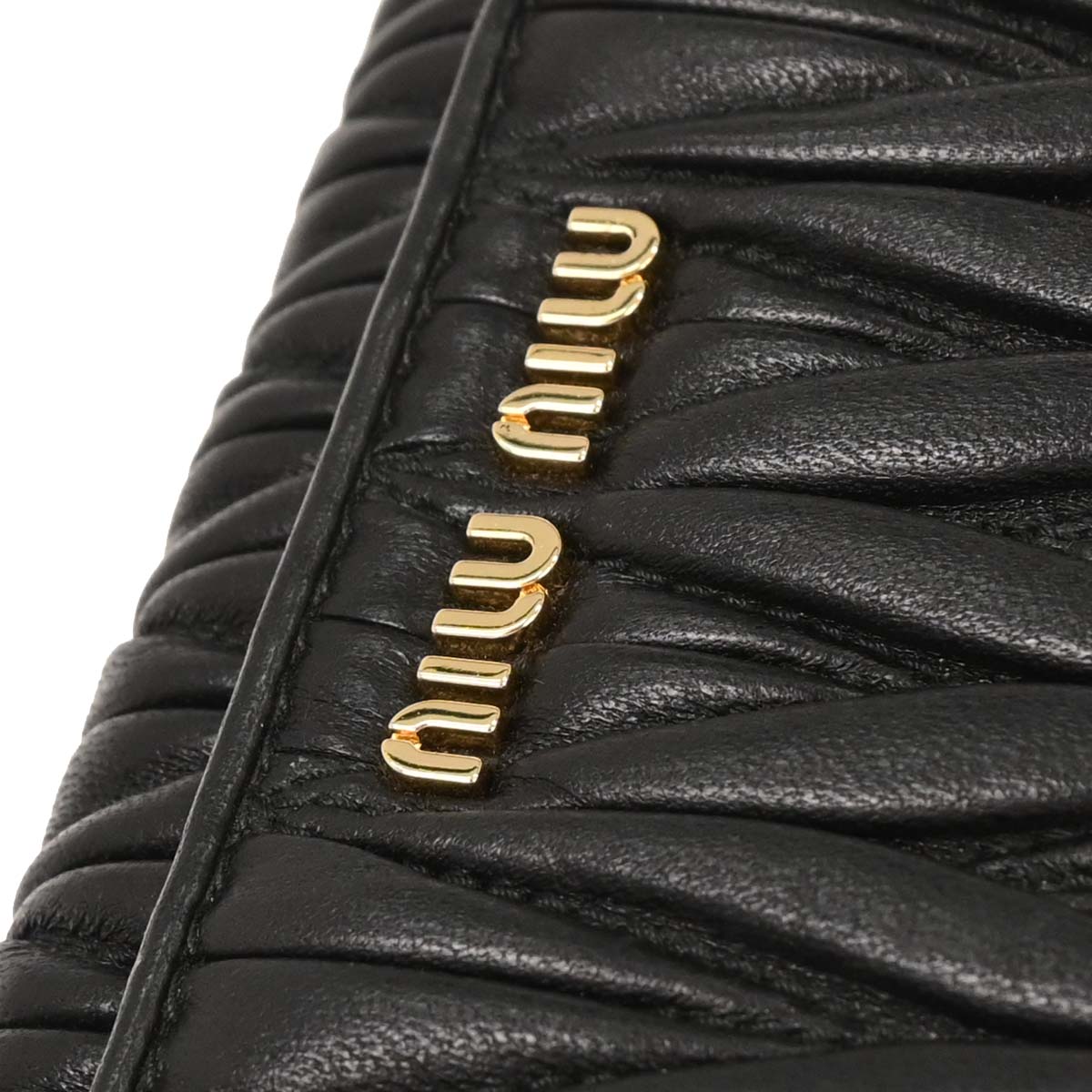 Miu Miu Black Lambskin Matelasse Wallet On Chain WOC