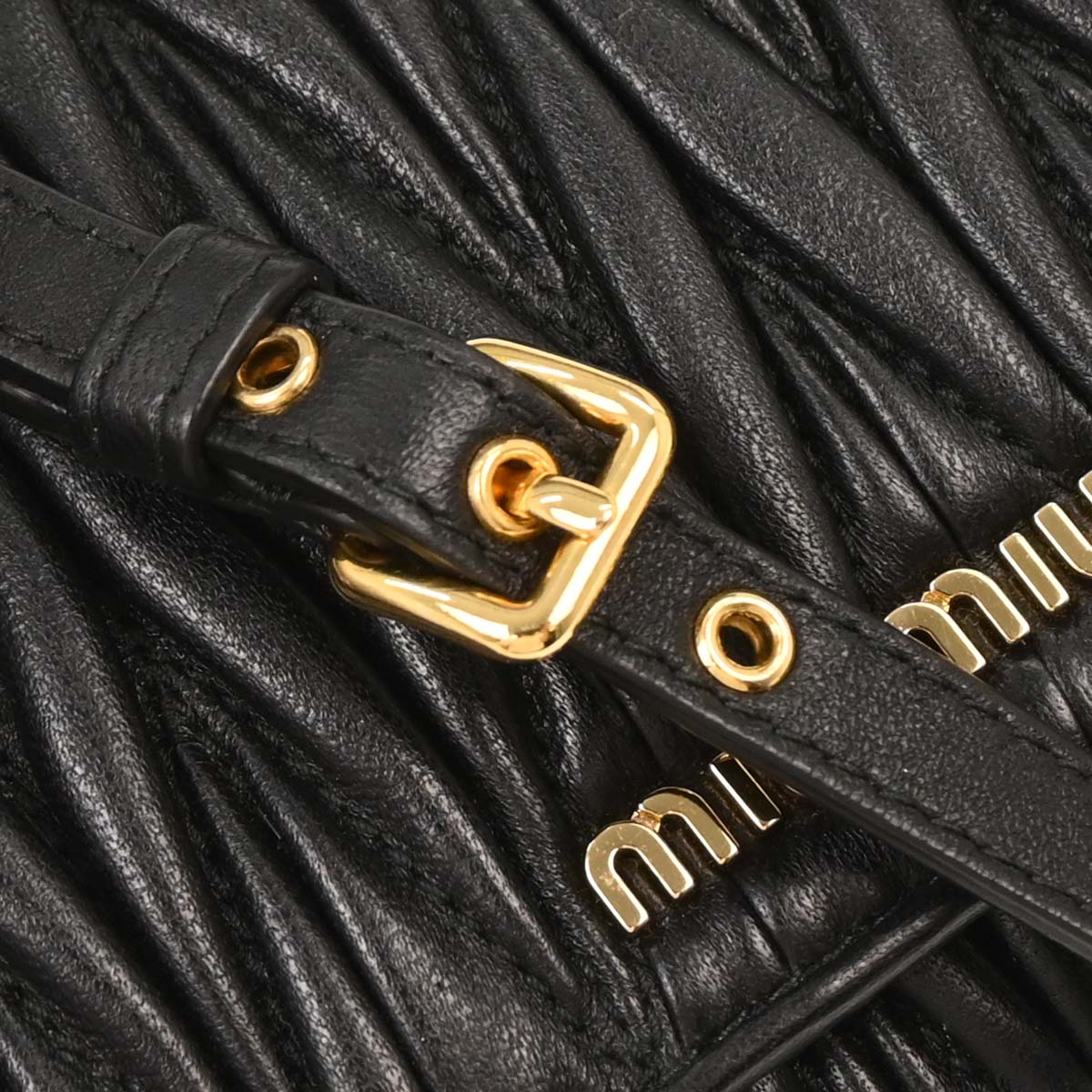 Miu Miu Black Lambskin Matelasse Wallet On Chain WOC