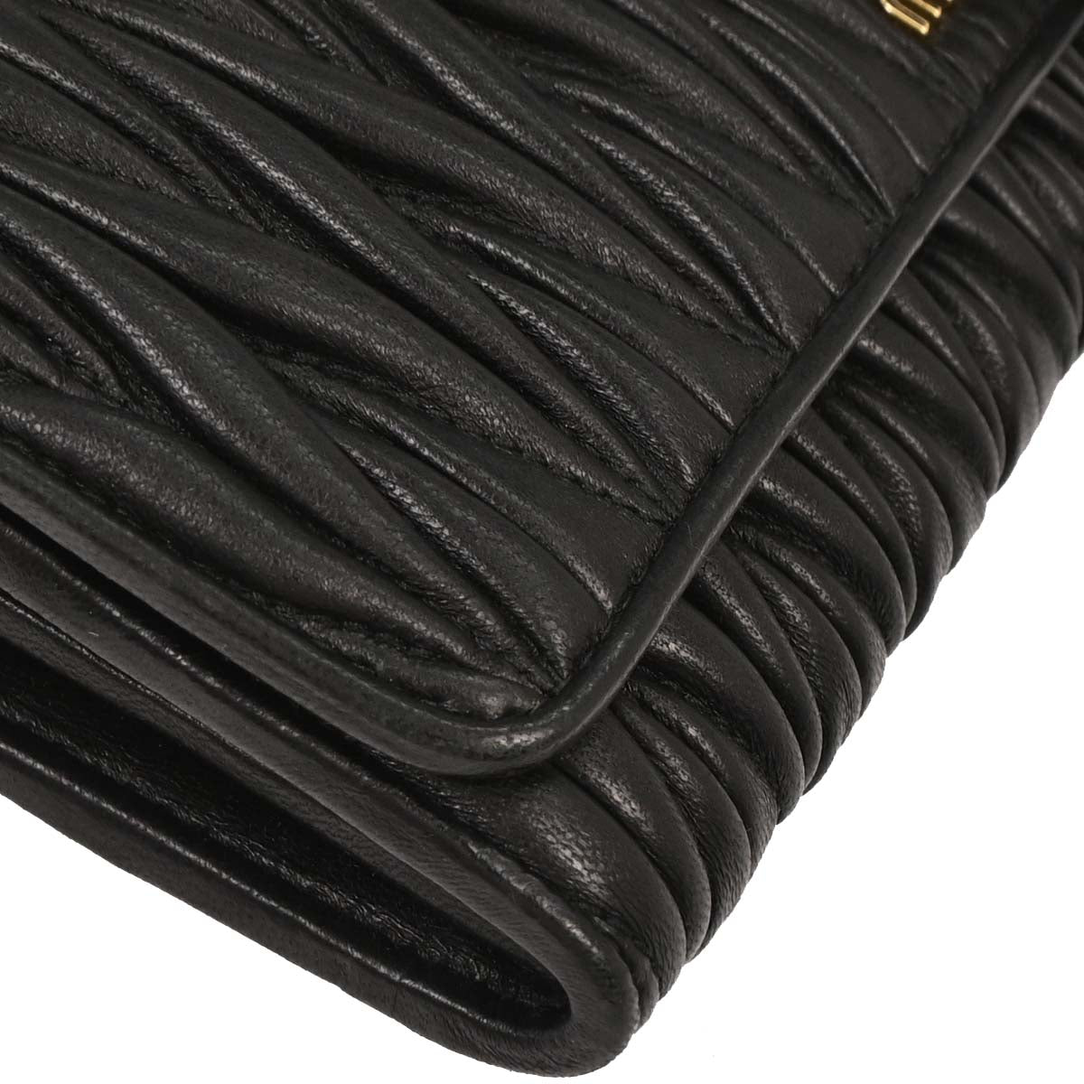Miu Miu Black Lambskin Matelasse Wallet On Chain WOC