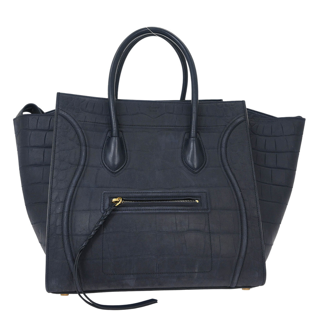 Celine * Navy Leather Mini Luggage Tote Bag