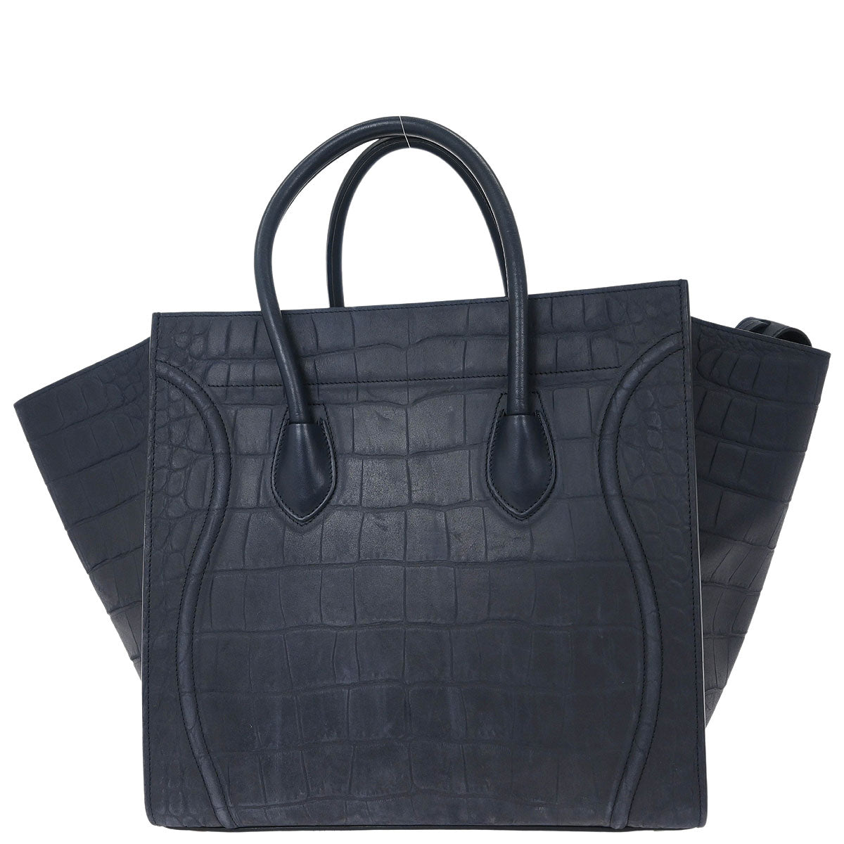 Celine * Navy Leather Mini Luggage Tote Bag