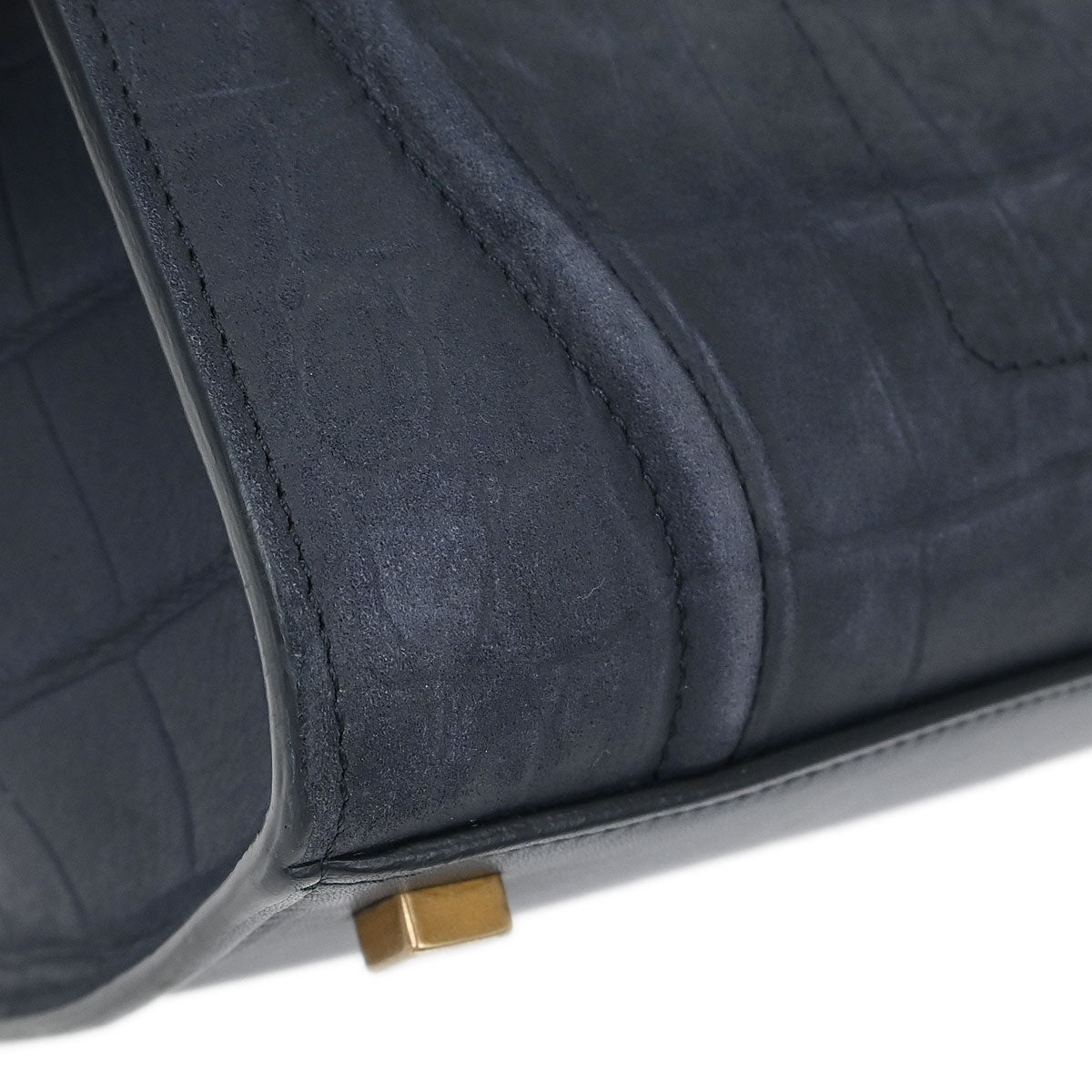 Celine * Navy Leather Mini Luggage Tote Bag
