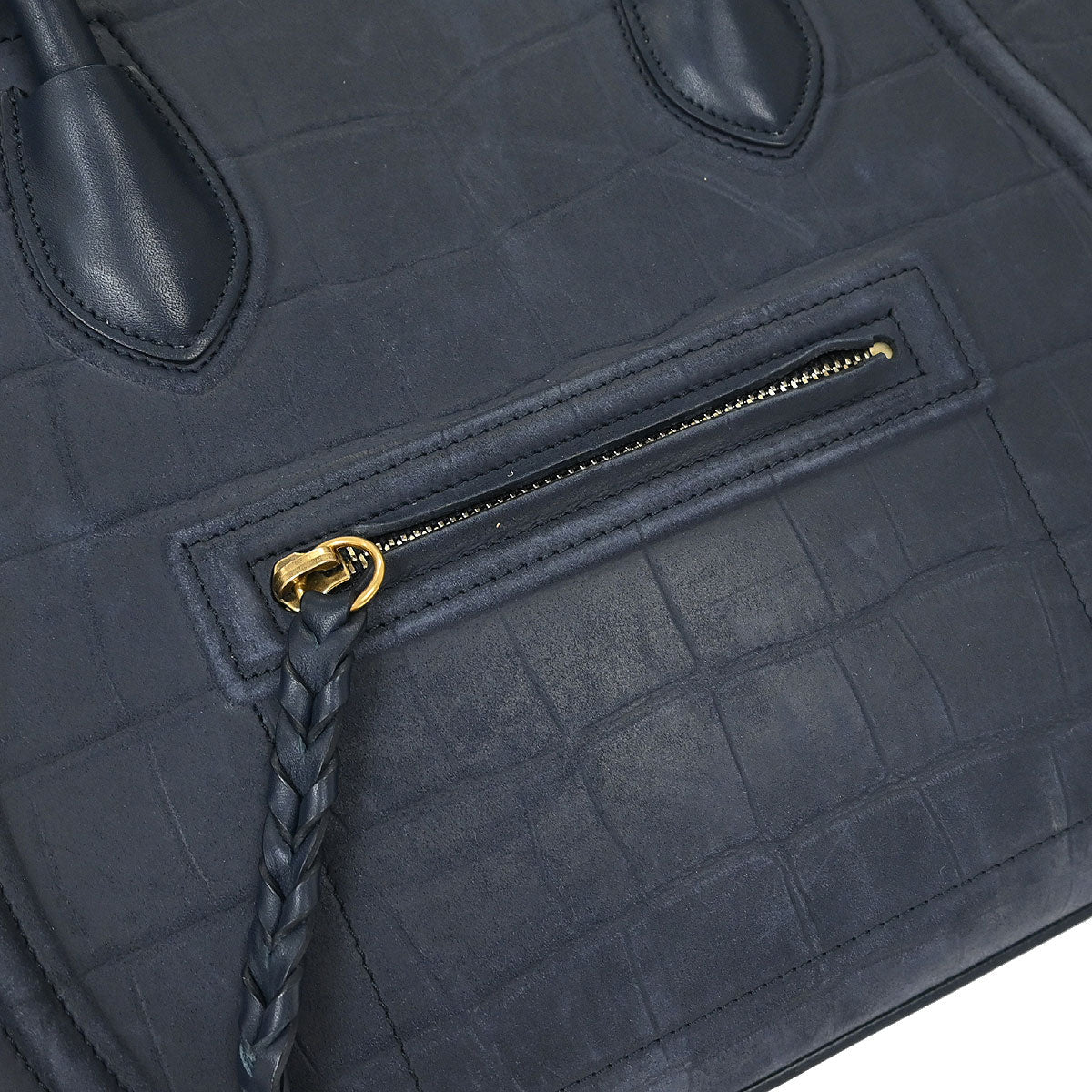 Celine * Navy Leather Mini Luggage Tote Bag