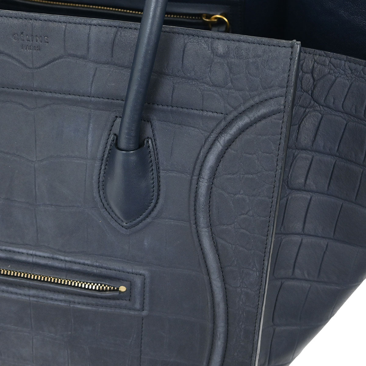 Celine * Navy Leather Mini Luggage Tote Bag