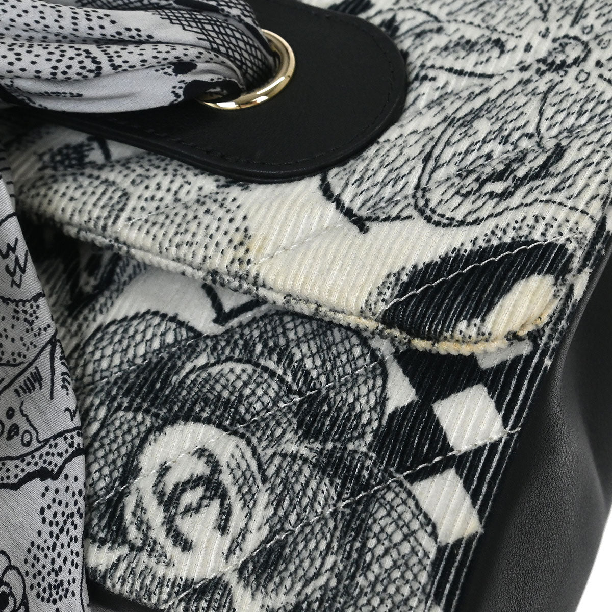 Chanel Black White Canvas Shoulder Bag