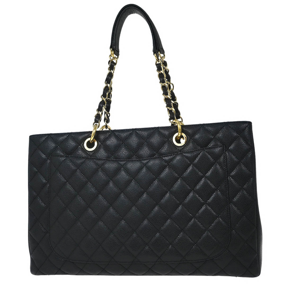 Chanel 2012-2013 Black Caviar Grand Shopping Tote GST XL Chain Handbag