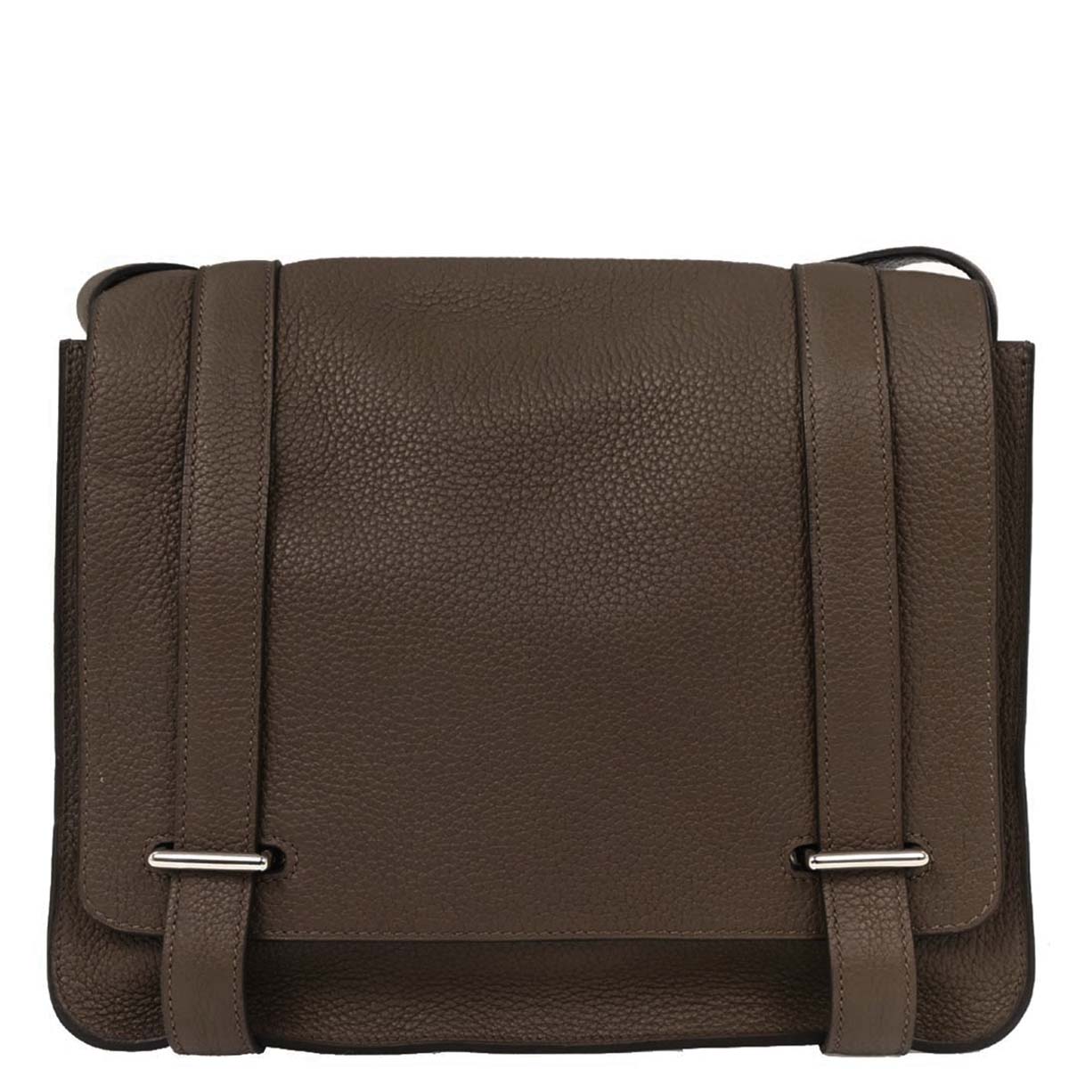 Hermes Taupe Taurillon Clemence Steve Caporal 27 Shoulder Bag