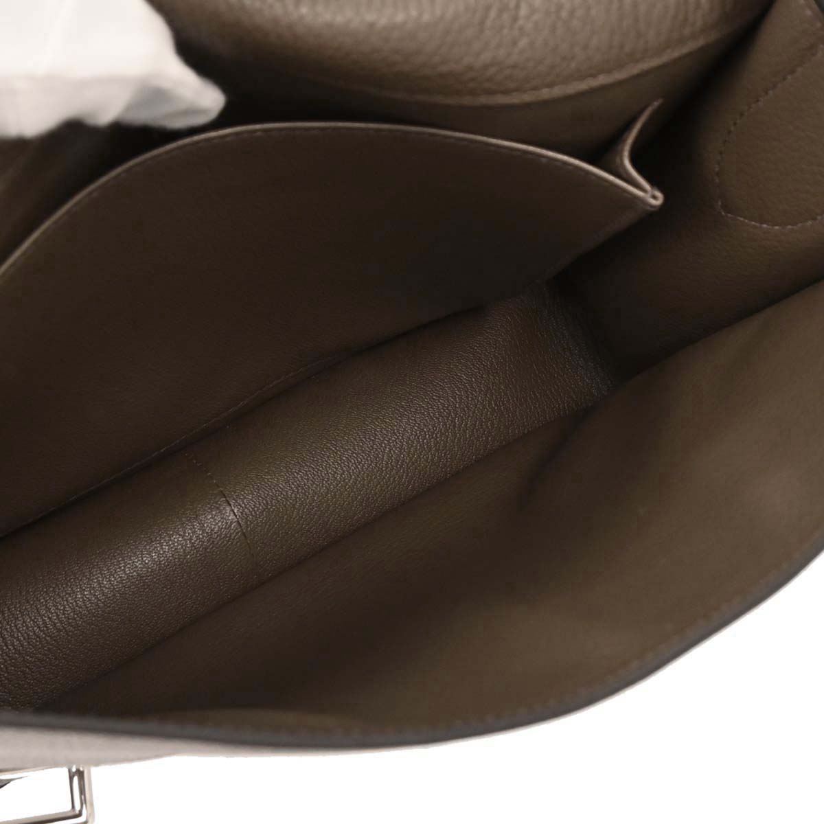 Hermes Taupe Taurillon Clemence Steve Caporal 27 Shoulder Bag