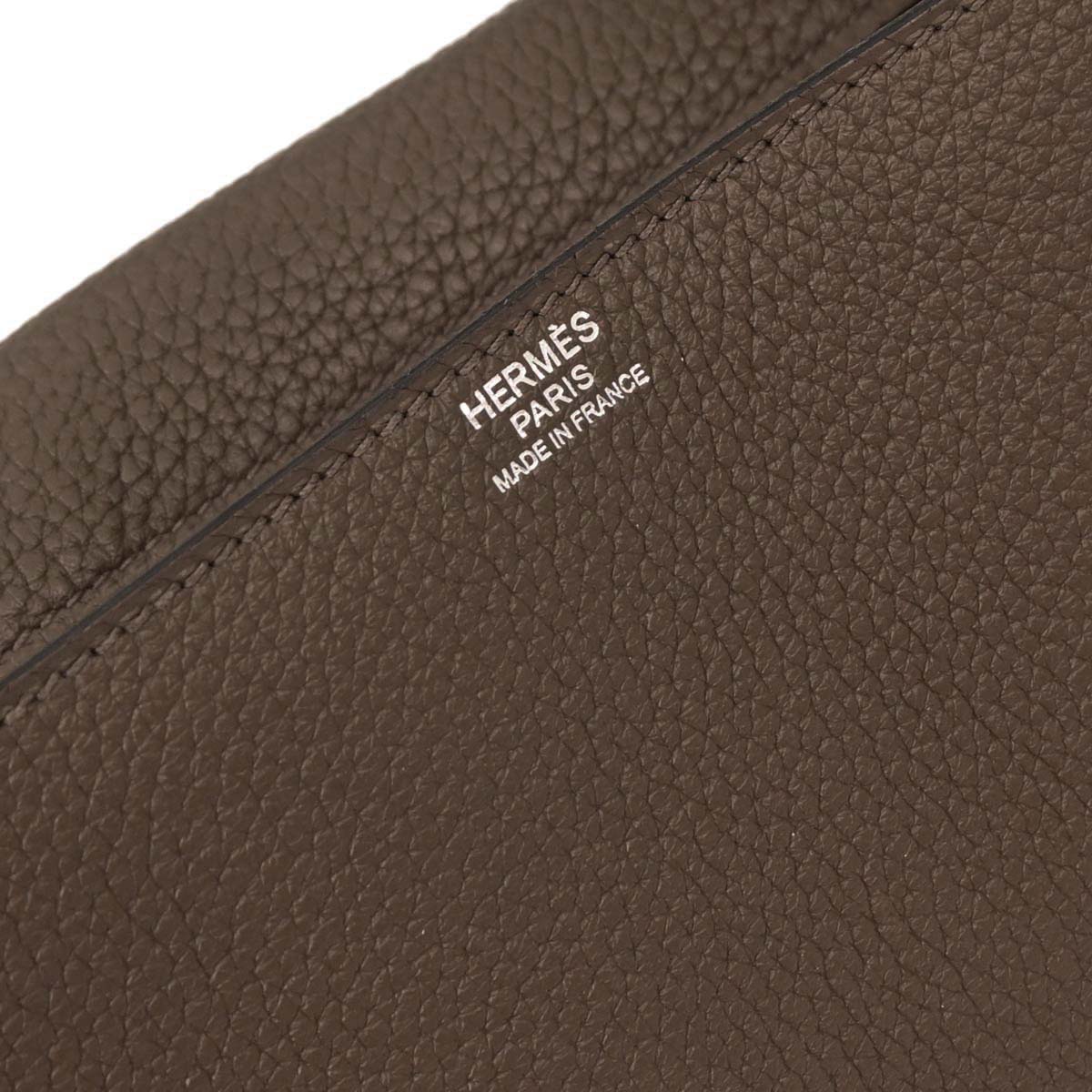 Hermes Taupe Taurillon Clemence Steve Caporal 27 Shoulder Bag