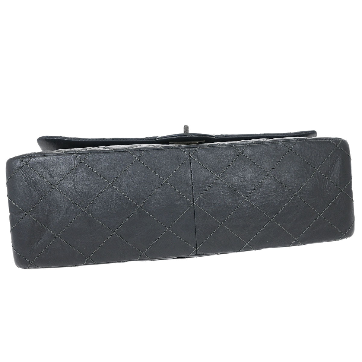 Chanel 2012 Gray Calfskin 2.55 Double Flap Shoulder Bag