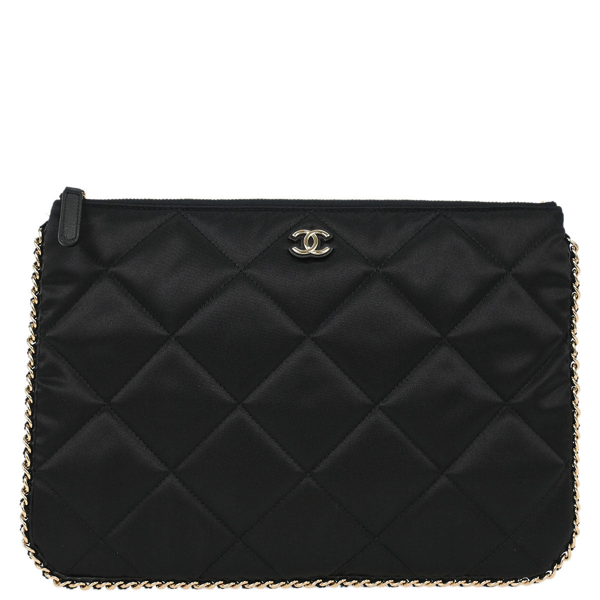 Chanel Black Satin Clutch Bag
