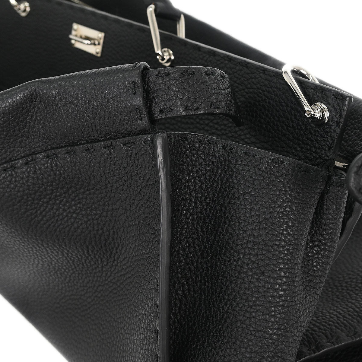 Fendi Black Leather Peekaboo Fit 2way Shoulder Handbag