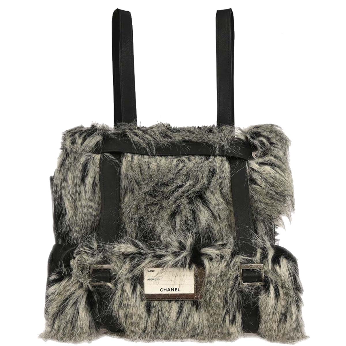 Chanel 2010-2011* Gray Iridescent Calfskin Fantasy Fur Backpack