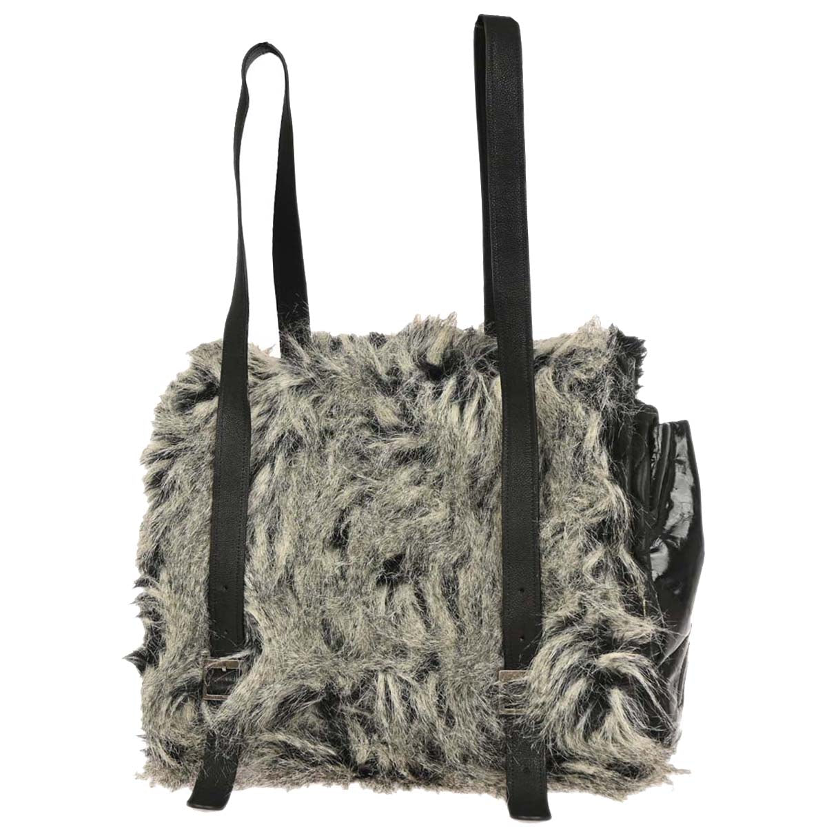 Chanel 2010-2011* Gray Iridescent Calfskin Fantasy Fur Backpack