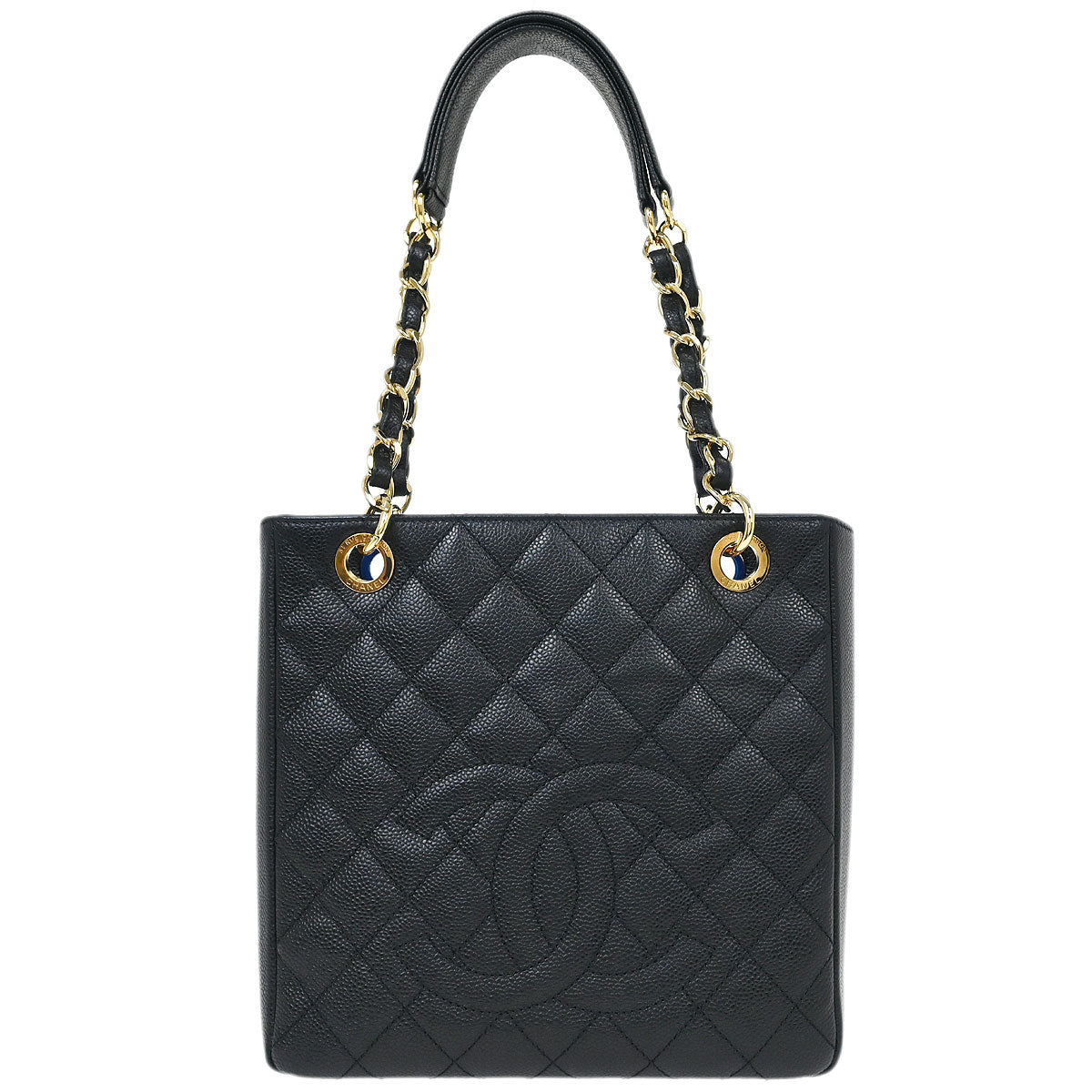 Chanel Black Caviar Petite Shopping Tote PST Chain Handbag