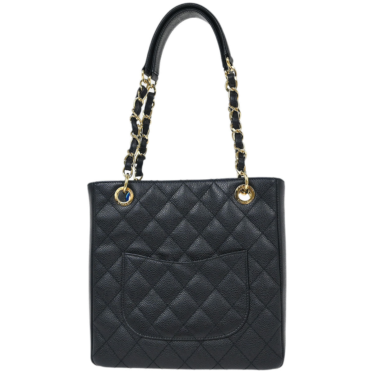 Chanel Black Caviar Petite Shopping Tote PST Chain Handbag