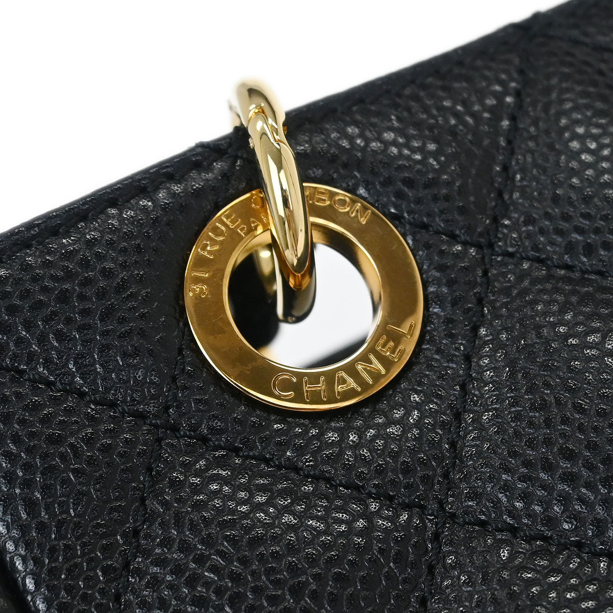Chanel Black Caviar Petite Shopping Tote PST Chain Handbag