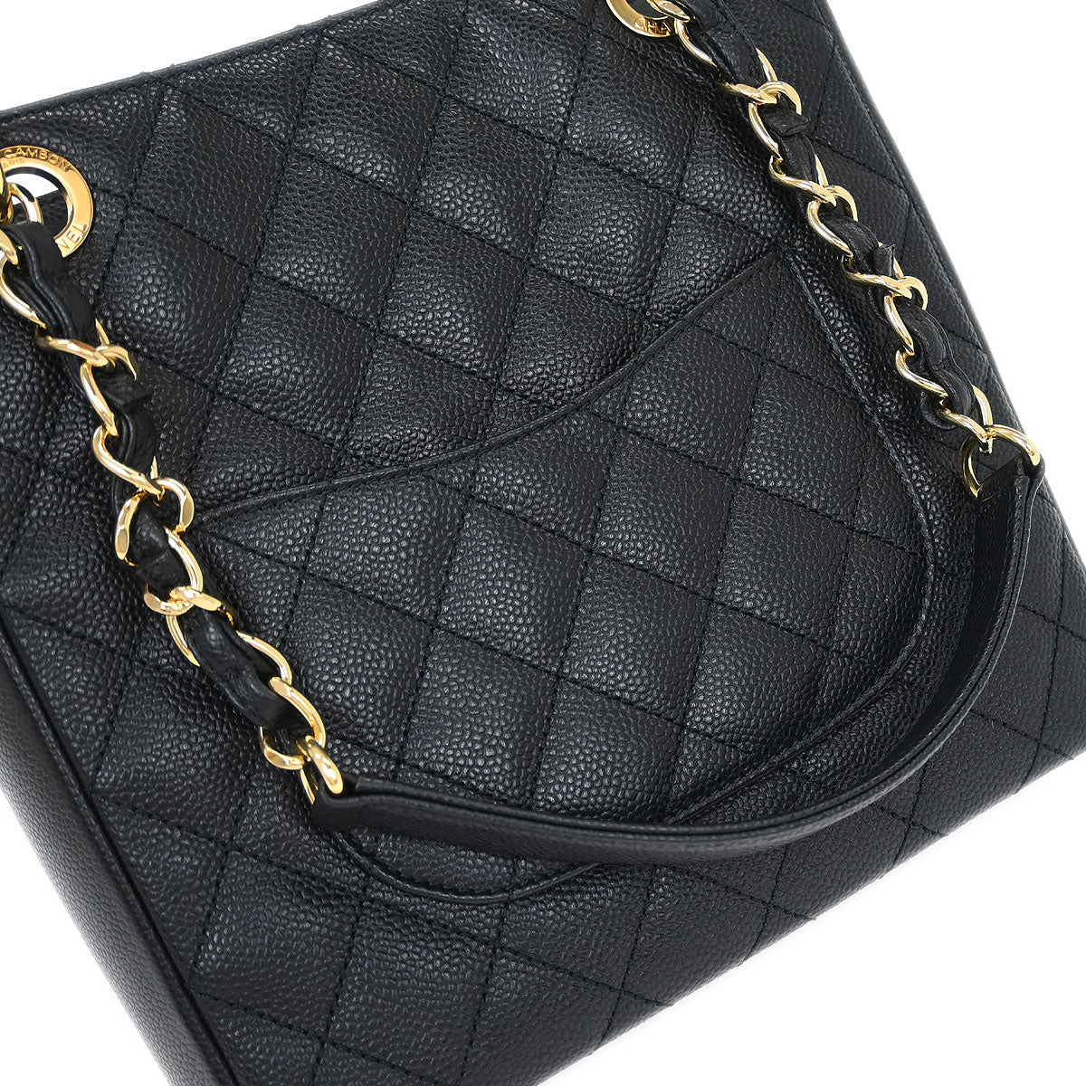 Chanel Black Caviar Petite Shopping Tote PST Chain Handbag