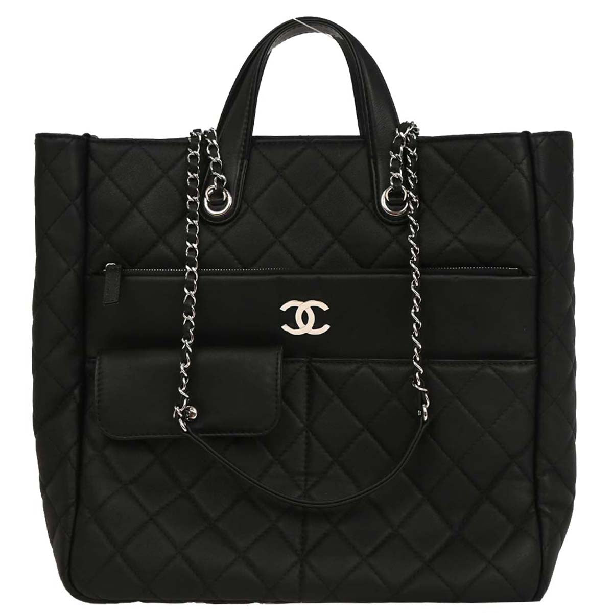 Chanel 2019 Black Lambskin Ultra Pocket Shopping Tote Bag