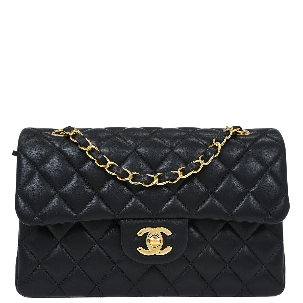 Chanel Black Lambskin Small Classic Double Flap Shoulder Bag