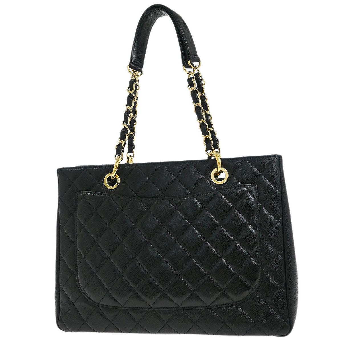 Chanel Black Caviar Grand Shopping Tote GST Chain Handbag