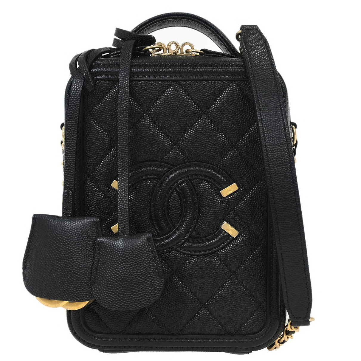 Chanel Black Caviar Filigree 2way Shoulder Bag