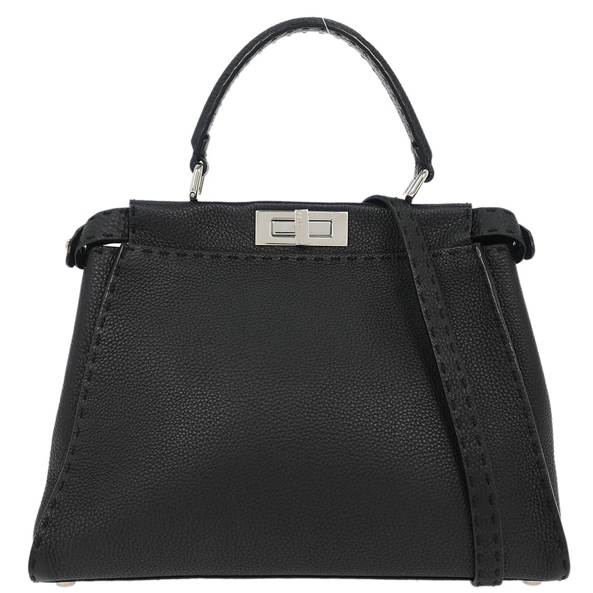 Fendi Black Leather Peekaboo 2way Shoulder Handbag