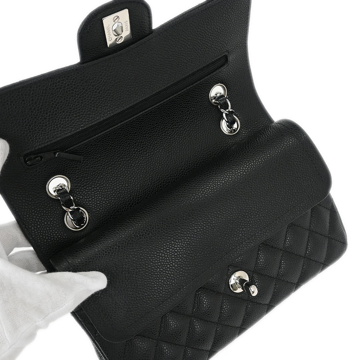 Chanel Black Caviar Small Classic Double Flap Shoulder Bag