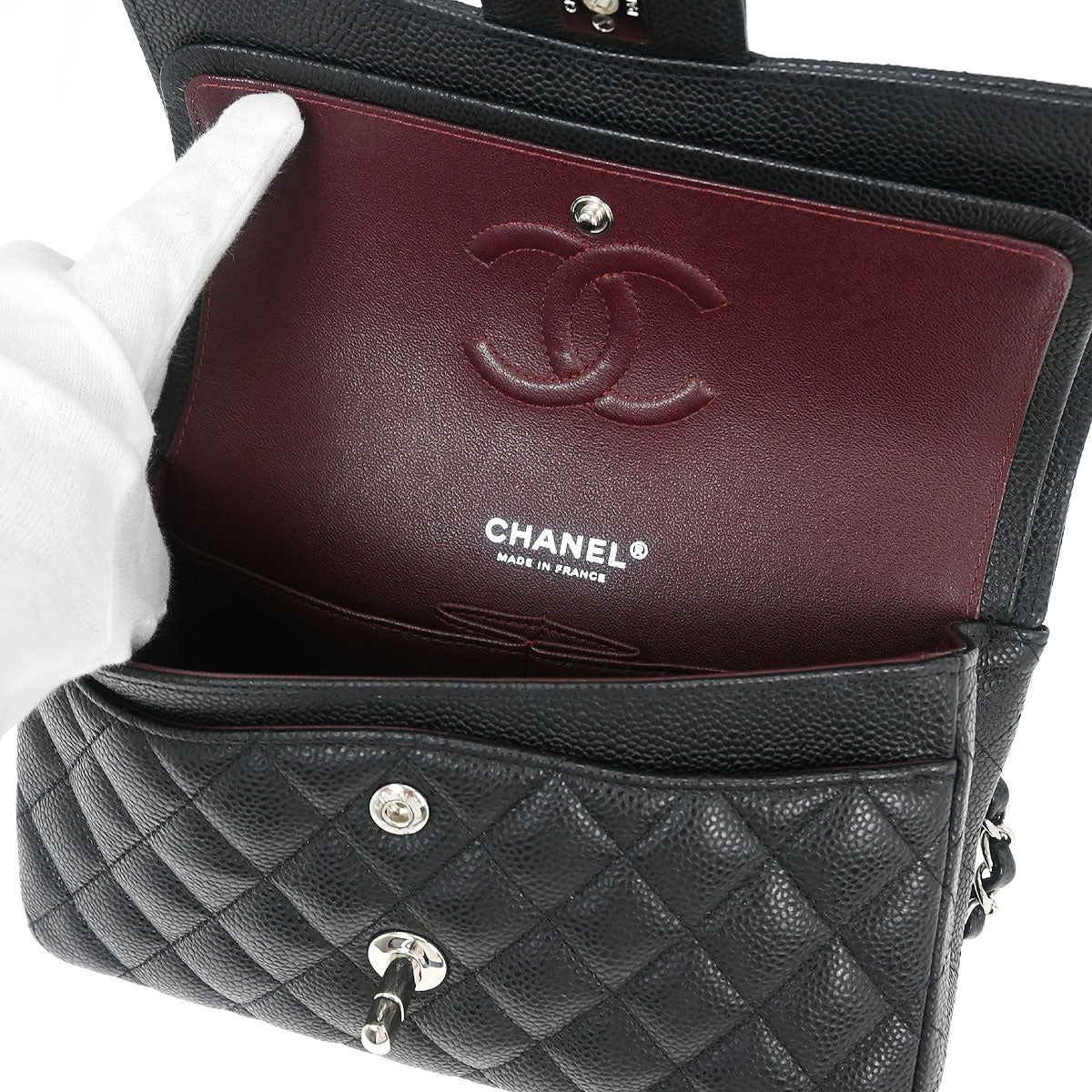 Chanel Black Caviar Small Classic Double Flap Shoulder Bag