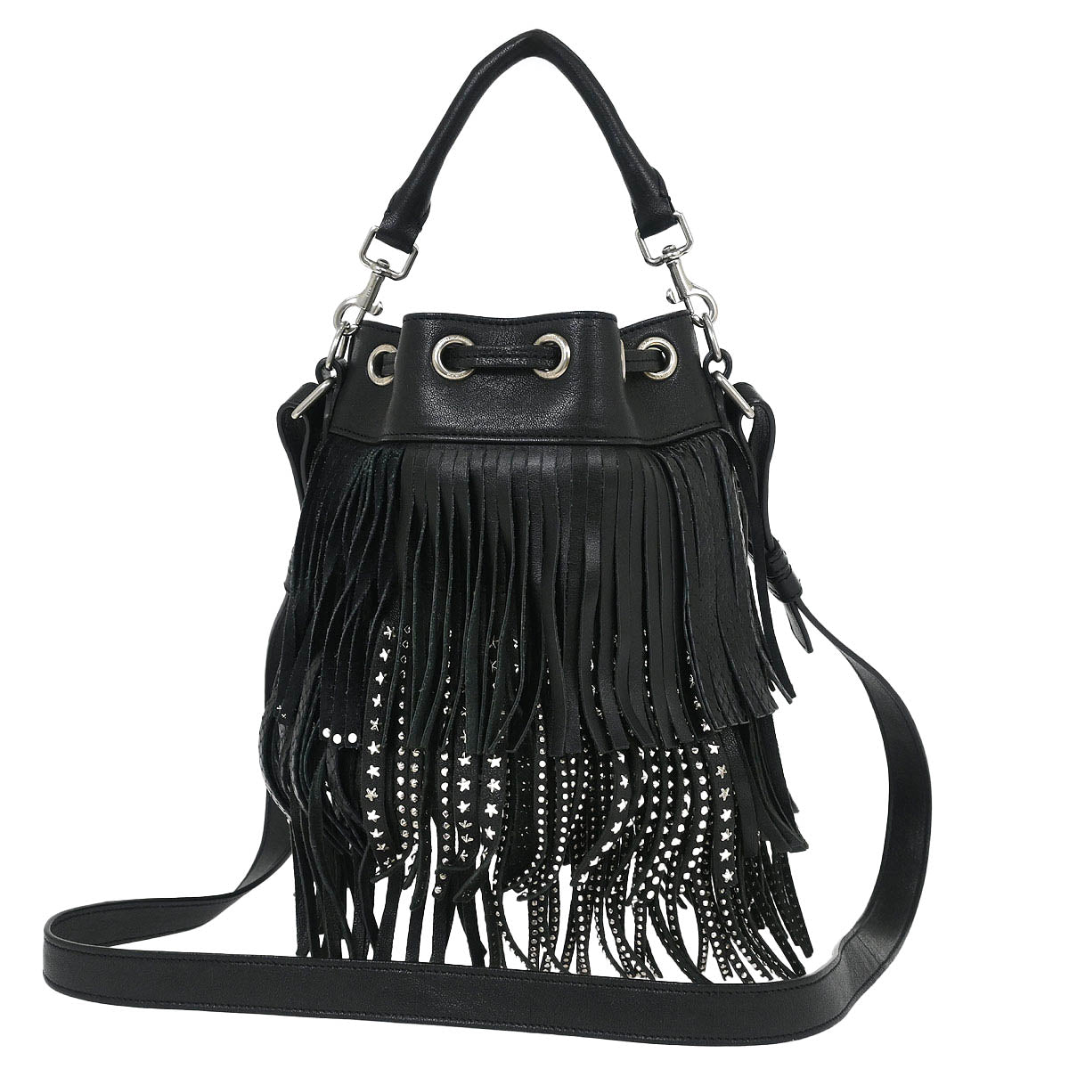 Saint Laurent Black Emmanuelle Fringe Shoulder Bag