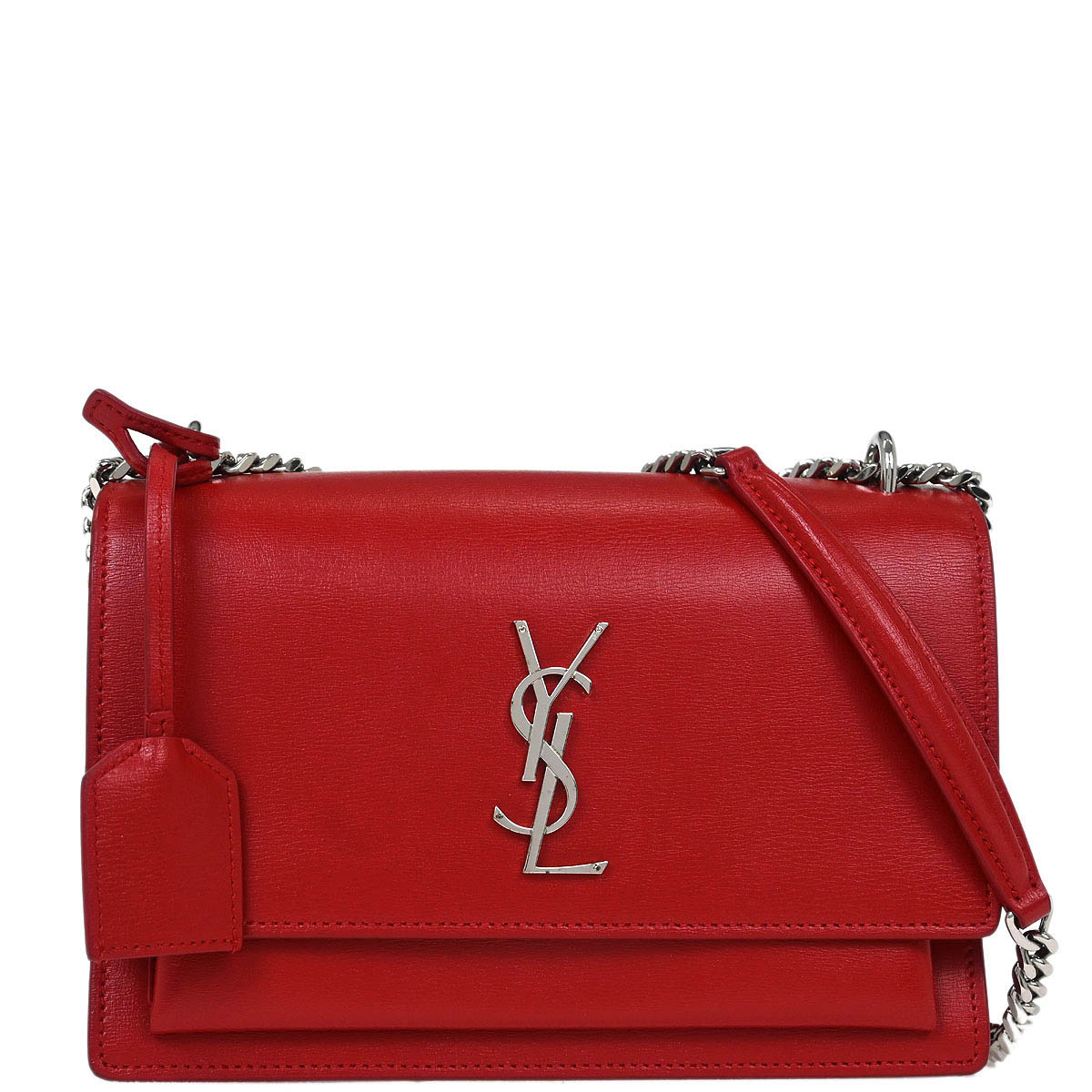 Saint Laurent Red Leather Sunset Shoulder Bag
