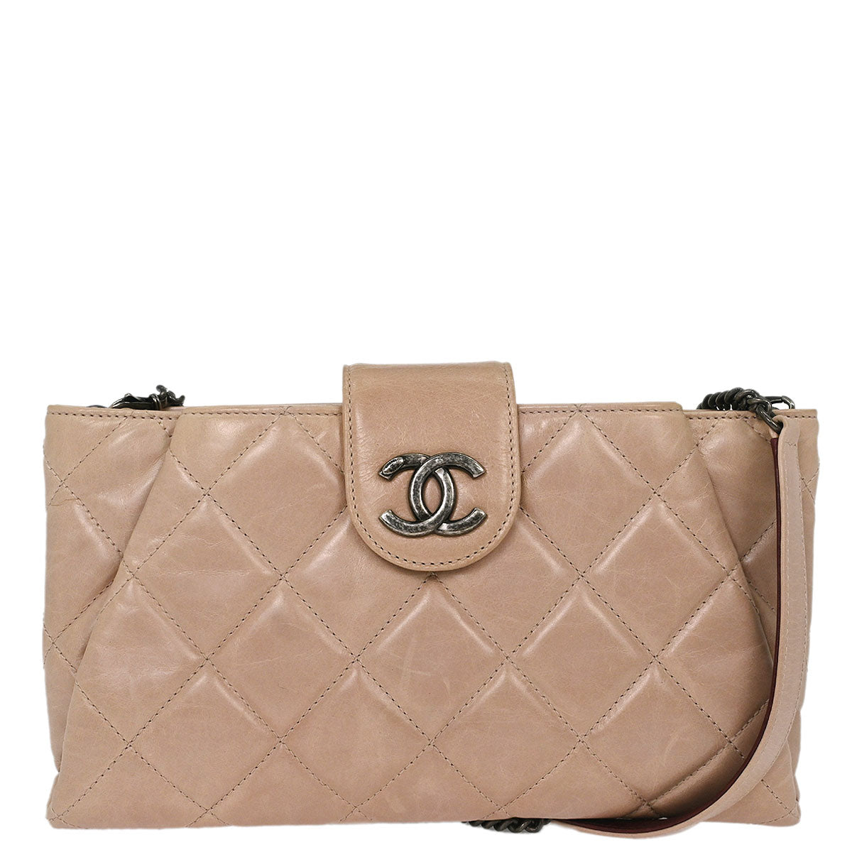 Chanel 2014-2015 Beige Calfskin Shoulder Bag