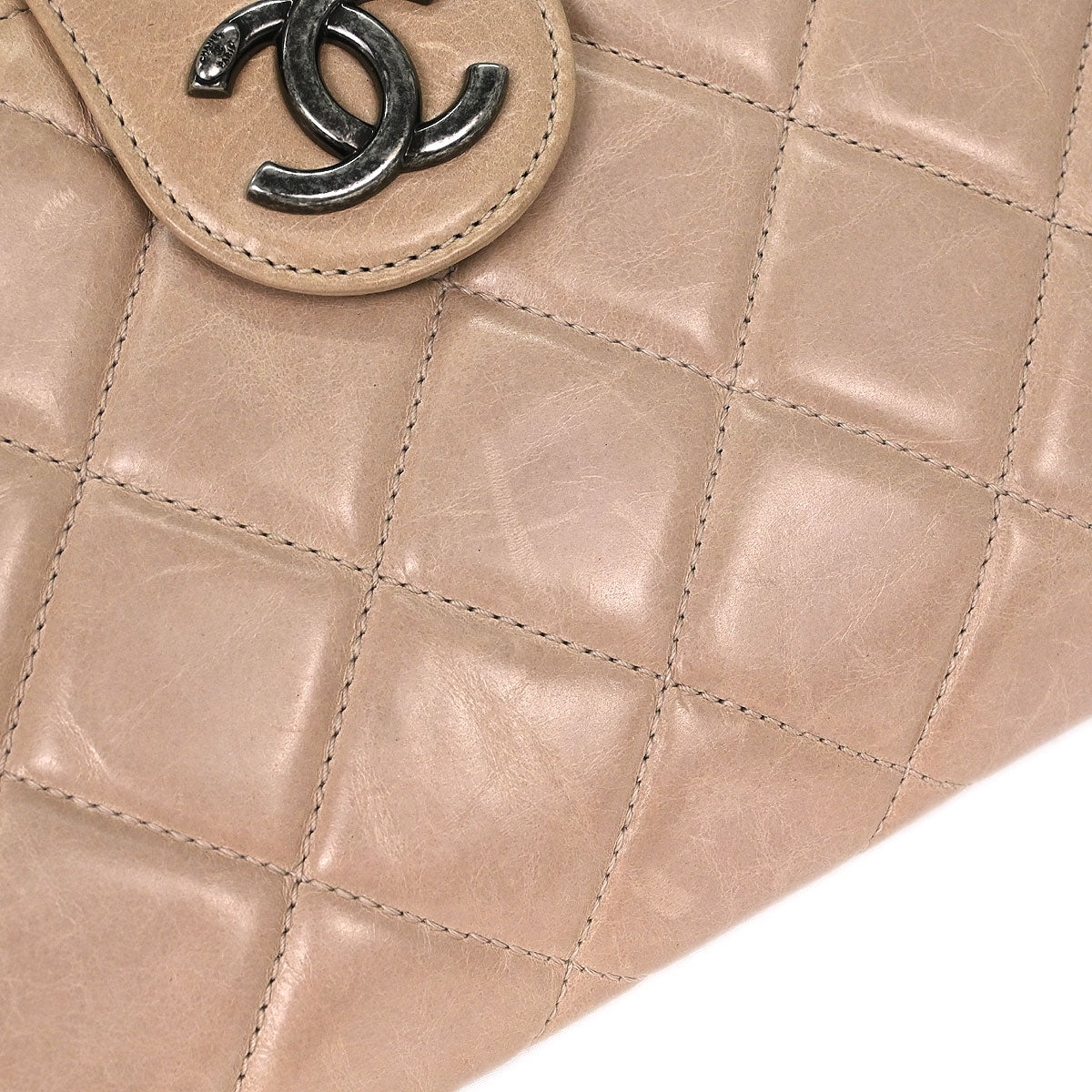 Chanel 2014-2015 Beige Calfskin Shoulder Bag