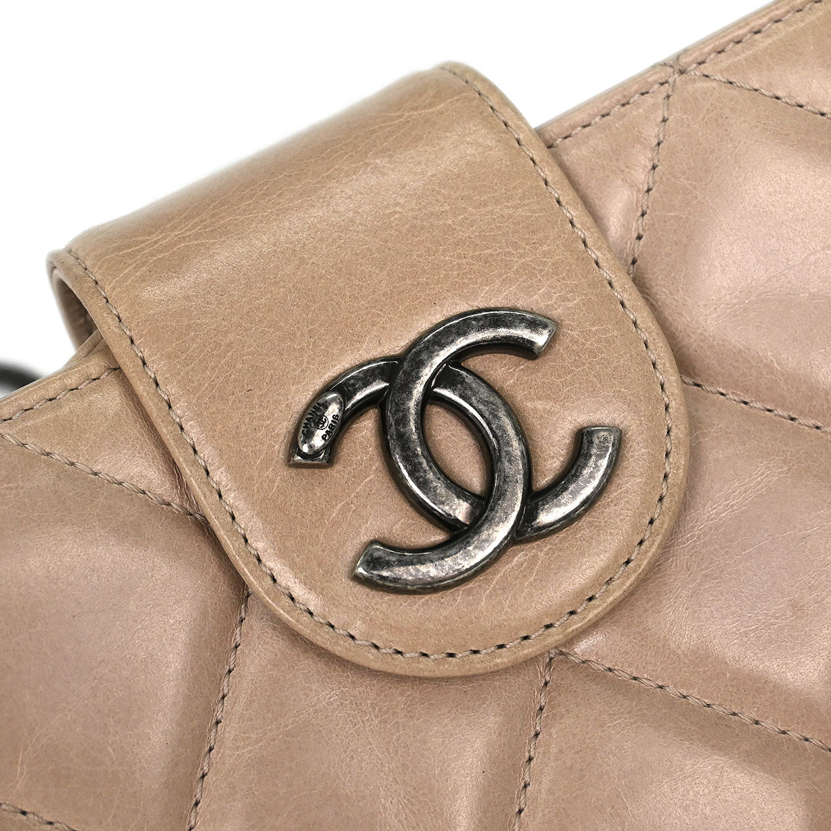 Chanel 2014-2015 Beige Calfskin Shoulder Bag