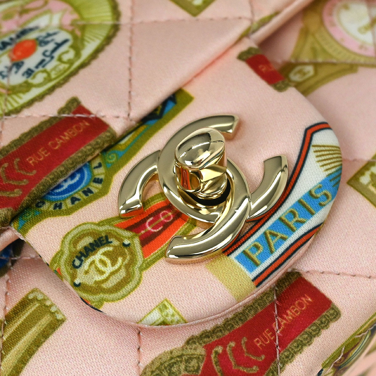 Chanel Pink Satin Cuba Cigare Print Shoulder Bag
