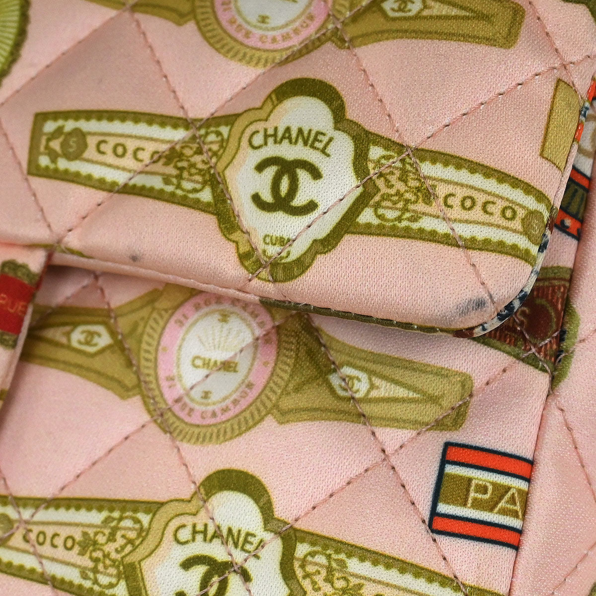Chanel Pink Satin Cuba Cigare Print Shoulder Bag