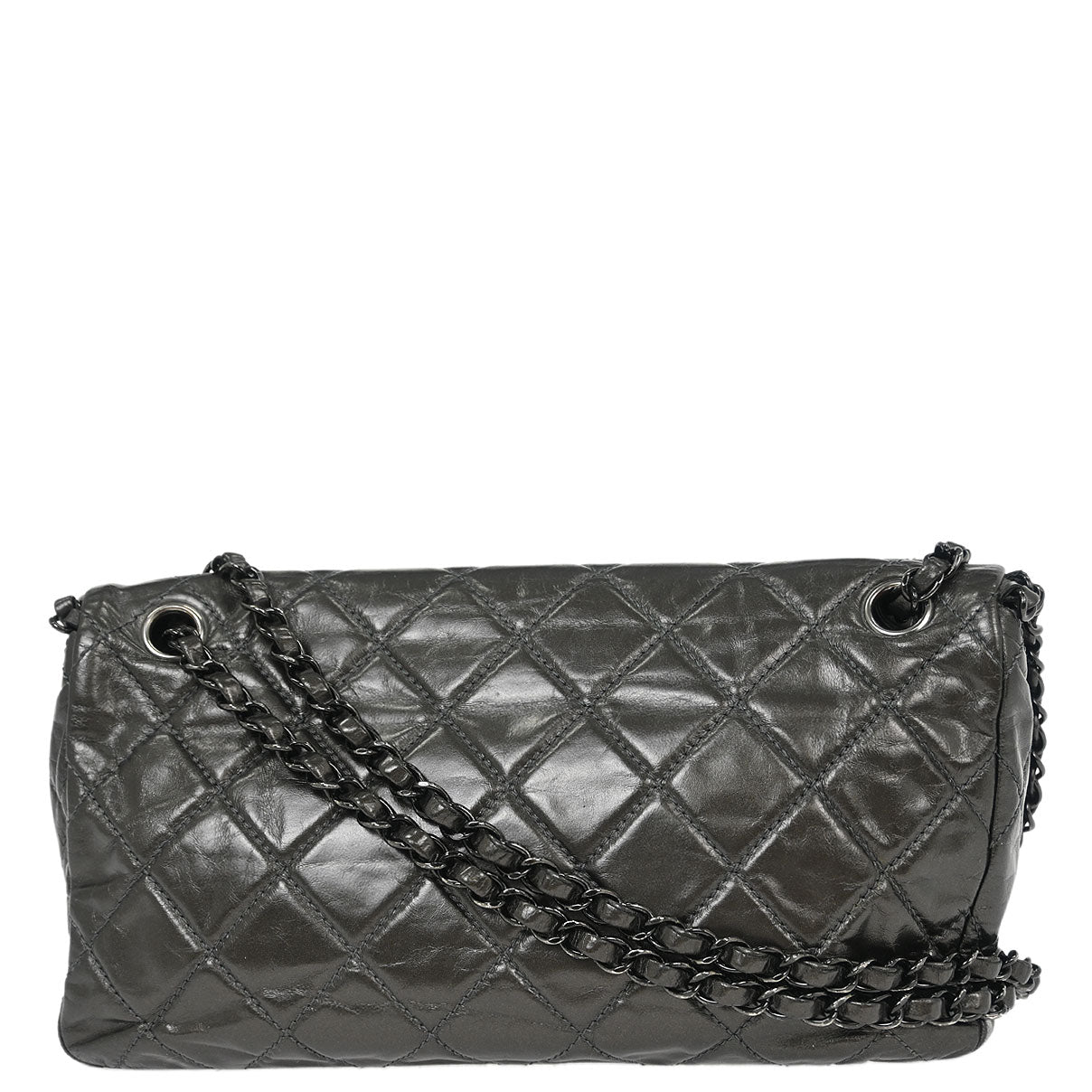 Chanel Gray Calfskin Chain Me Shoulder Bag