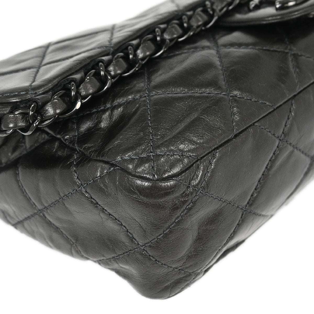Chanel Gray Calfskin Chain Me Shoulder Bag