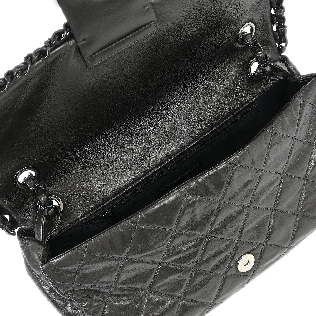 Chanel Gray Calfskin Chain Me Shoulder Bag