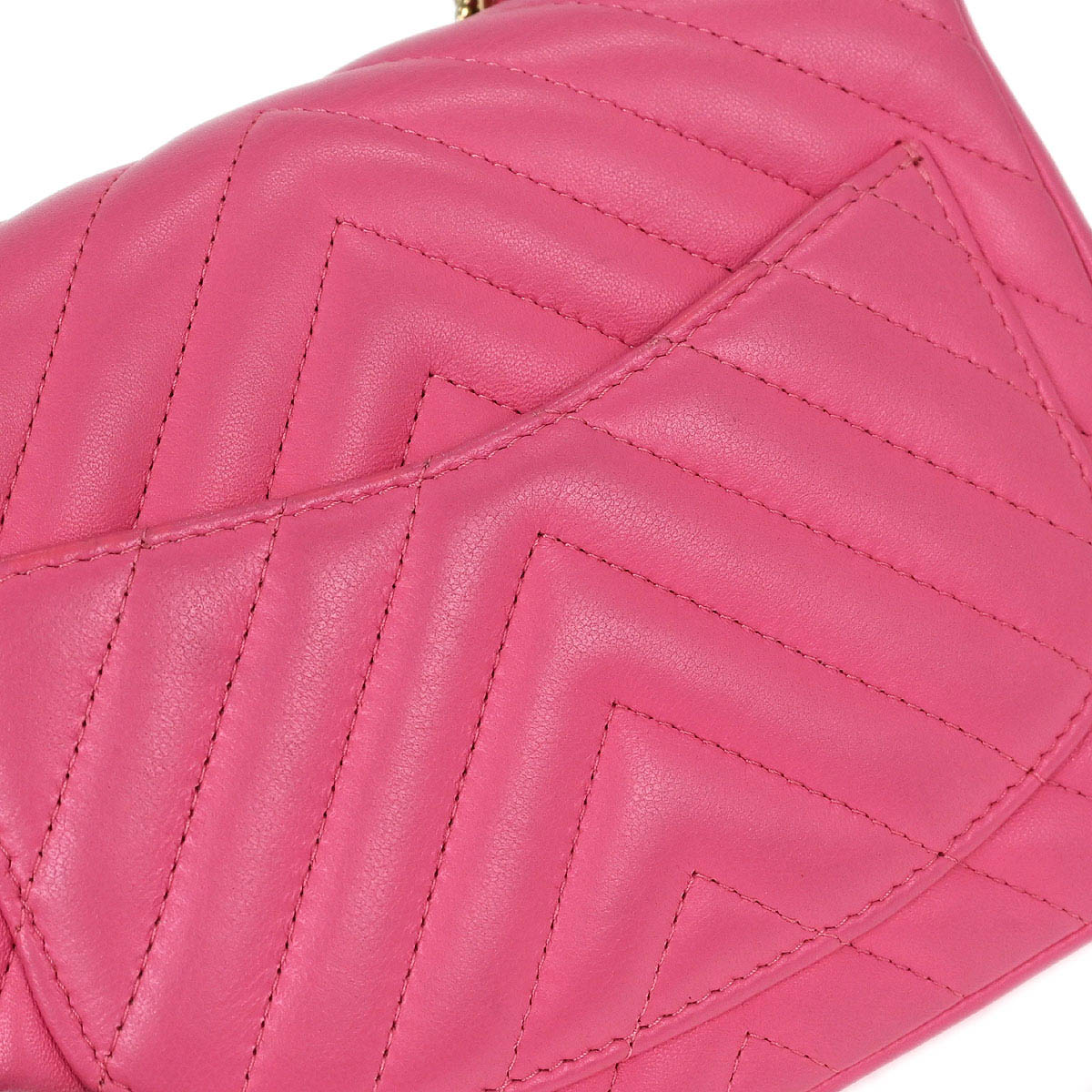 Chanel Pink Lambskin Chevron Mini Classic Square Flap Bag