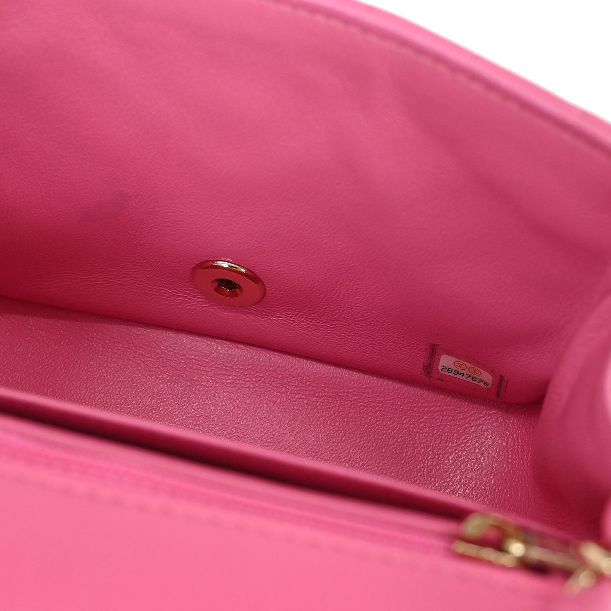 Chanel Pink Lambskin Chevron Mini Classic Square Flap Bag