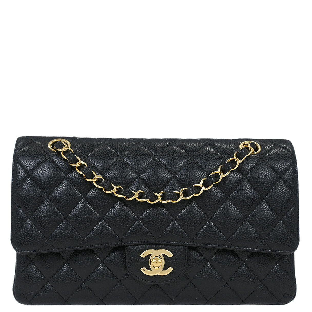 Chanel 2014-2015 Black Caviar Medium Classic Double Flap Shoulder Bag