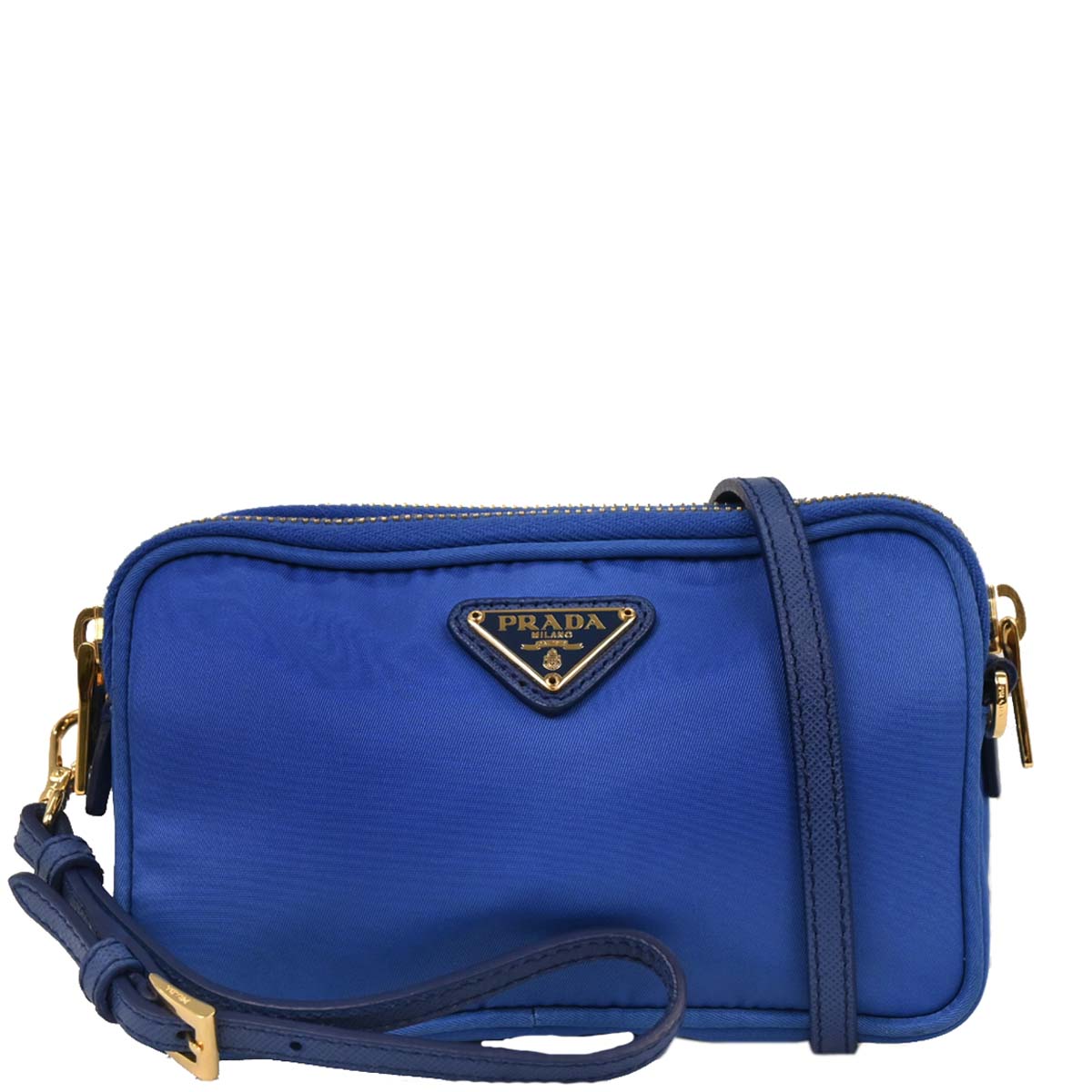 Prada Blue Nylon Clutch Shoulder Bag