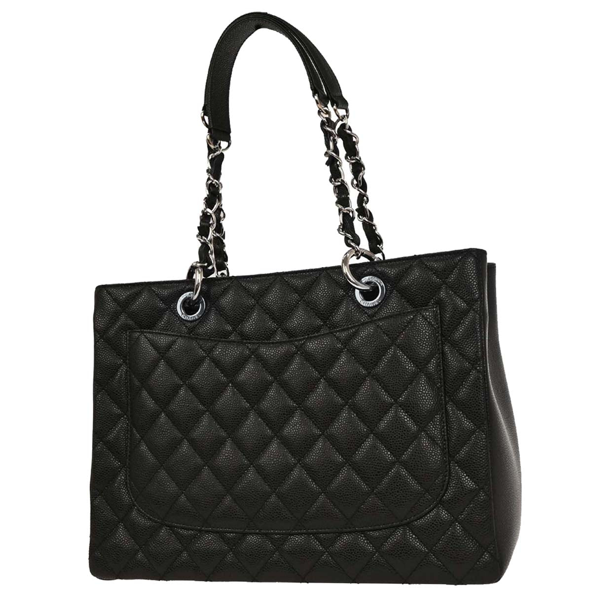 Chanel Black Caviar Grand Shopping Tote GST Chain Handbag