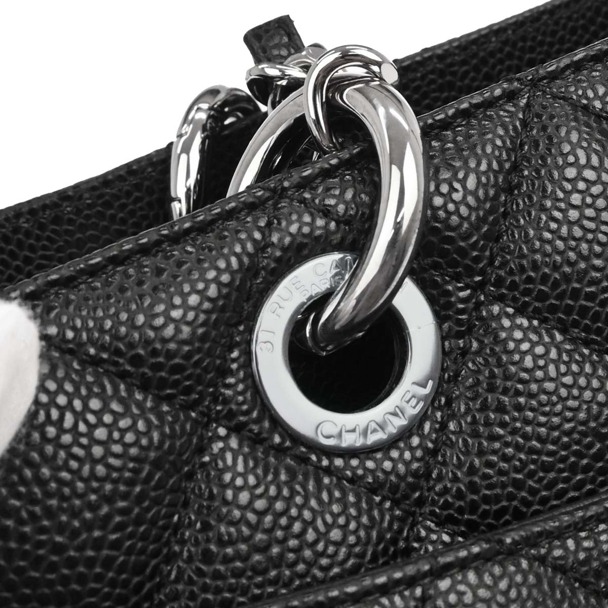 Chanel Black Caviar Grand Shopping Tote GST Chain Handbag
